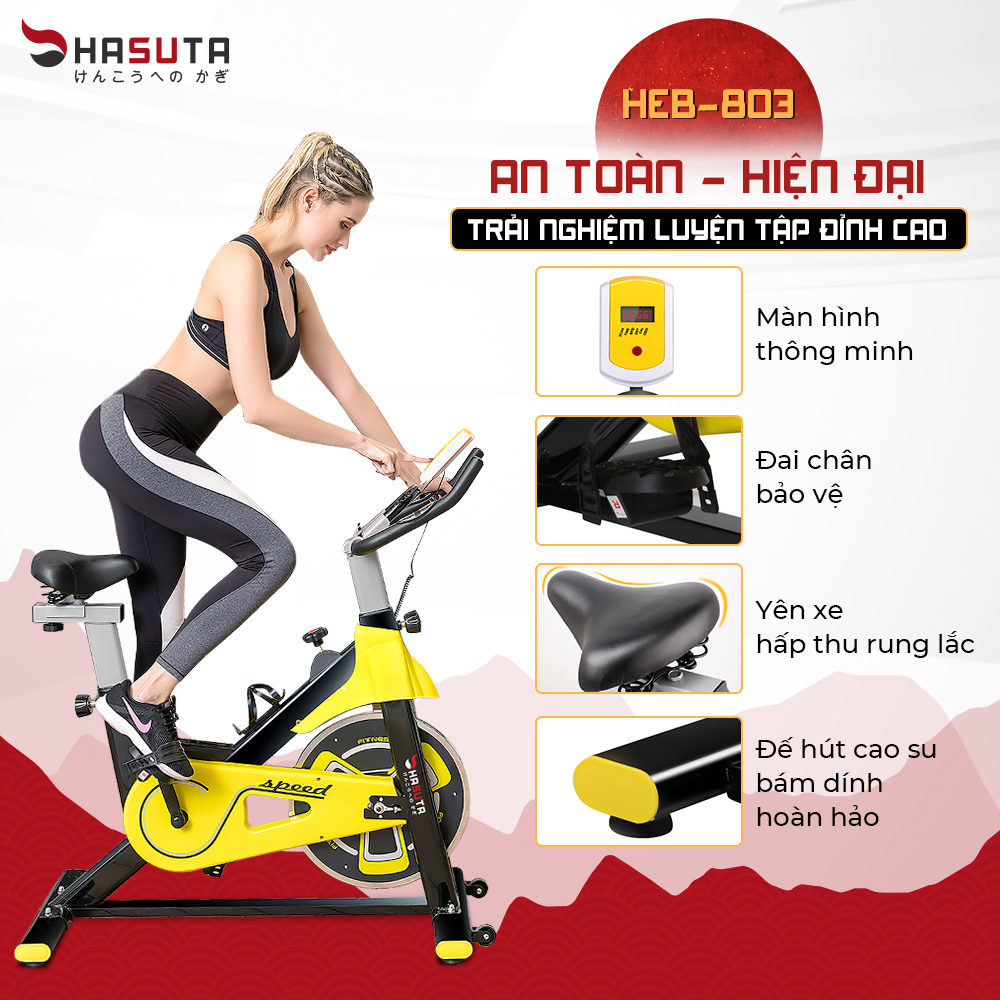 Xe Đạp Tập Thể Dục Nhật Bản Tại Nhà HASUTA HEB-803 Hiển Thị Chỉ Số Đầy Đủ - Hàng Chính Hãng