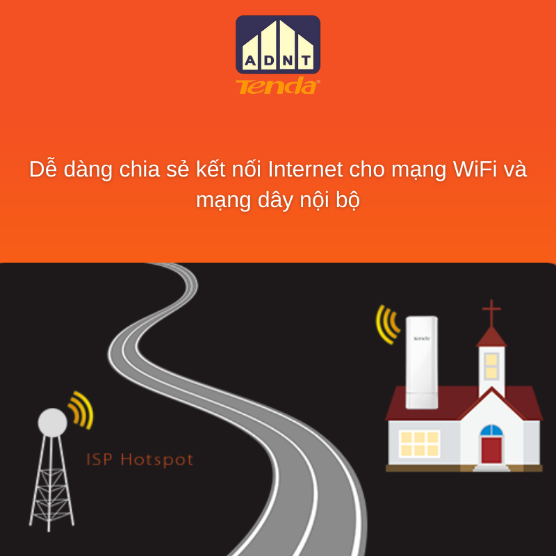 Thiết bị thu phát wifi ngoài trời phạm vi 5km tốc độ 150 Mbps CPE O3 Tenda hàng chính hãng