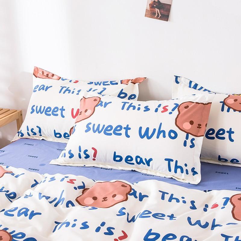 Bộ Chăn Ga Gối Cotton Poly Gấu Vương Miện