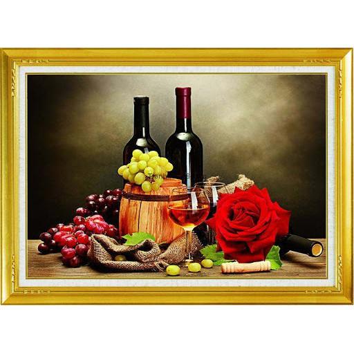 Tranh Đính Đá BÀN TIỆC TRÁI CÂY . Kích Thước: 75cm x 53cm