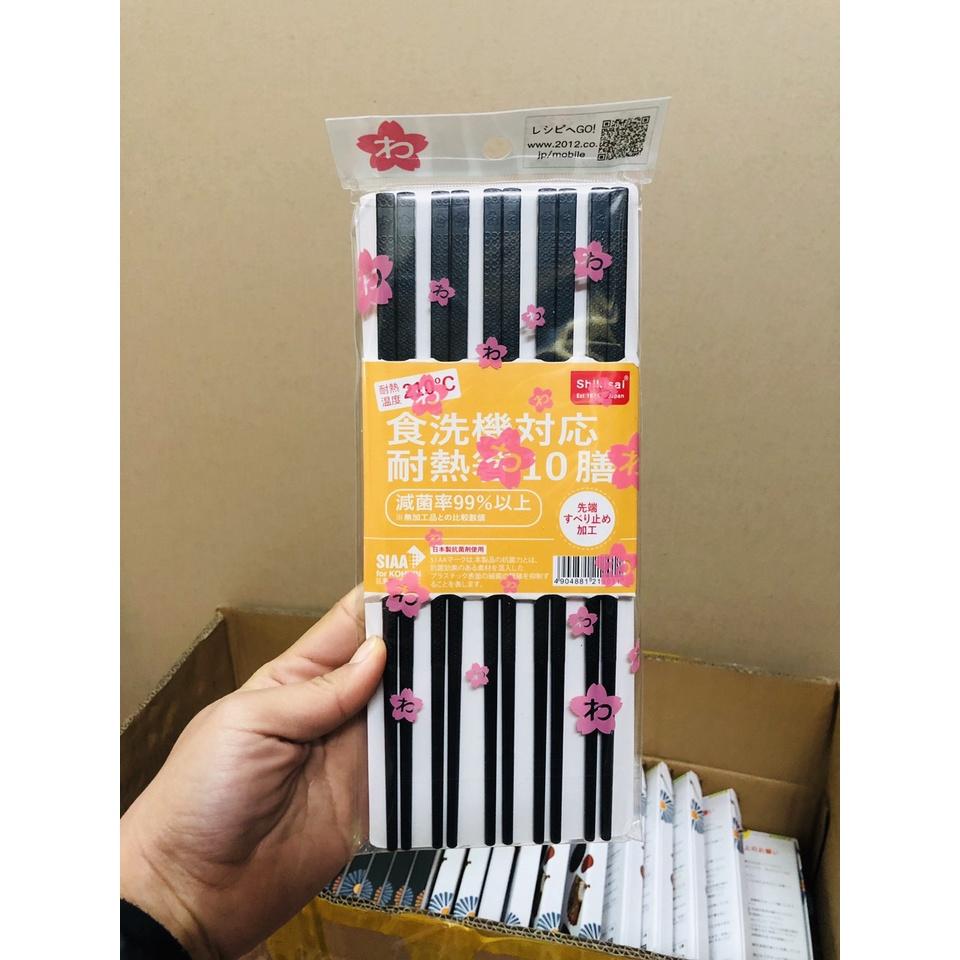 Set bộ 10 đôi đũa nhựa kháng khuẩn cao cấp Shikisai Nội Địa Nhật Bản 24,3cm chống mốc
