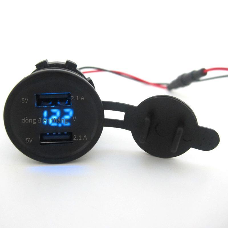 Giá thấp nhất ô tô thuyền xe máy xe tay ga sửa đổi kép USB ổ cắm sạc ô tô hiển thị điện áp ĐÈN LED sạc điện thoại di động