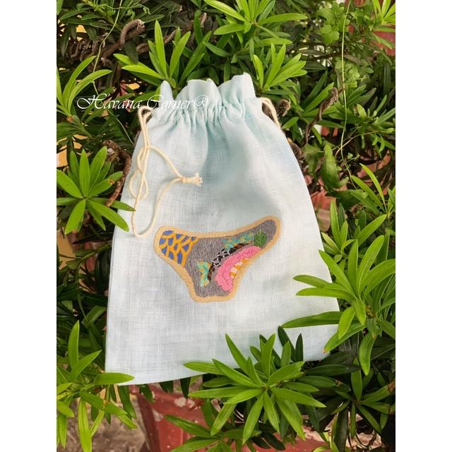 Túi dây rút thêu tay hình quần lót dễ thương size 17.5*13 cm - Vietnam Handmade Pouch With Embroidery