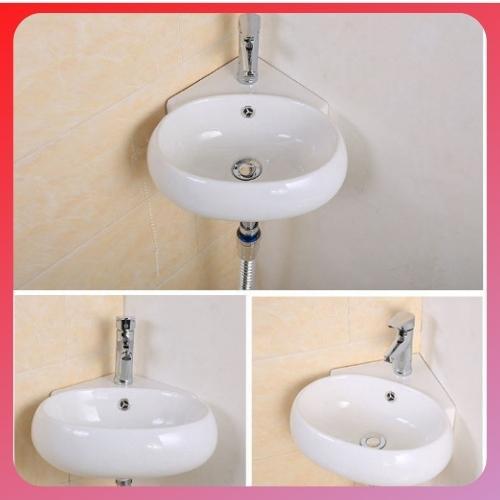 Chậu rửa mặt lavabo treo tường C307( Chậu góc tiết kiệm không gian, dùng cho phòng vệ sinh nhỏ, hẹp)