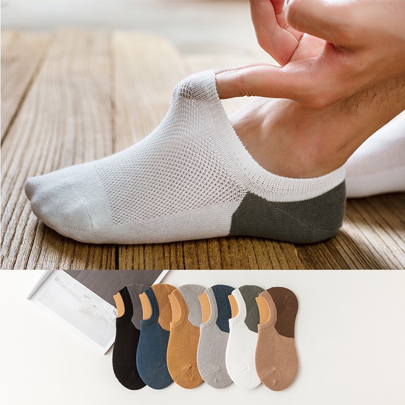 Vớ Lười Nam Phối Màu Tất Giấu Vớ Cotton Có Chống Tuột Gót Kháng Khuẩn Khử Mùi MRSOCKS - VL010