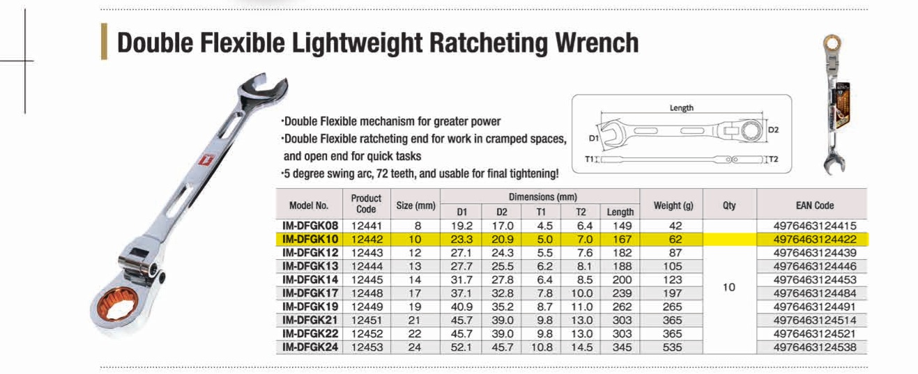 Cờ lê lục giác 10 tự động đảo chiều Musttool IM-DFGK10