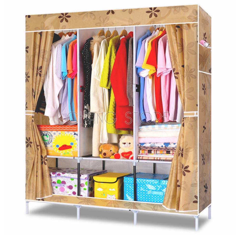 Tủ Vải Đựng Quần Áo 3D 3 Buồng 8 Ngăn Tiện Lợi