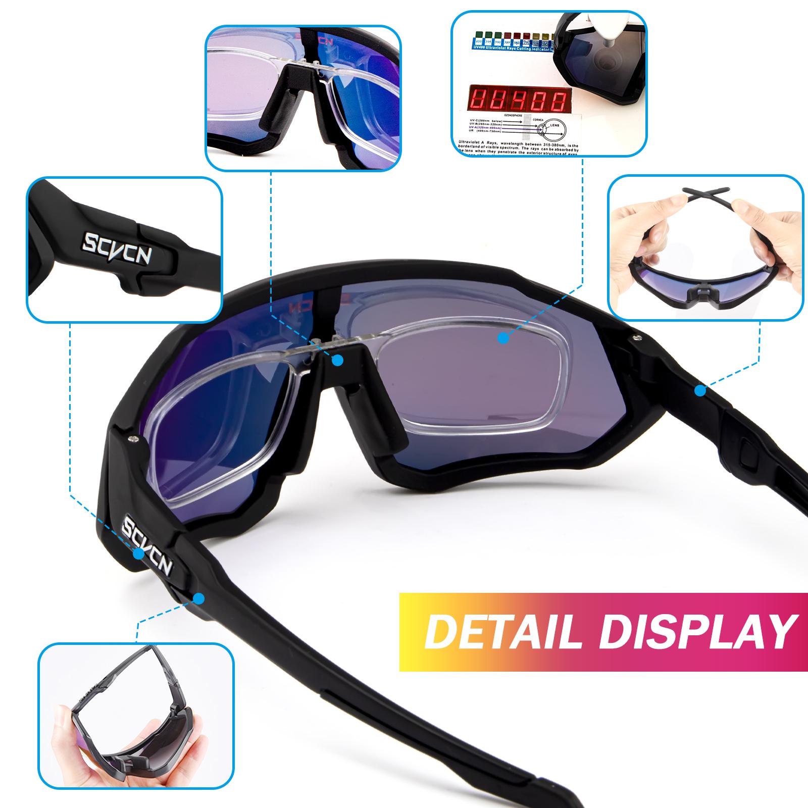 SCVCN Kính Mát Đi Xe Đạp Nam Nữ UV400 Kính Câu Cá Phân Cực Thể Thao Ngoài Trời Kính Xe Đạp MTB TR-90 Kính Mắt Xe Đạp Color: 11 Lenses Color: 1 lens