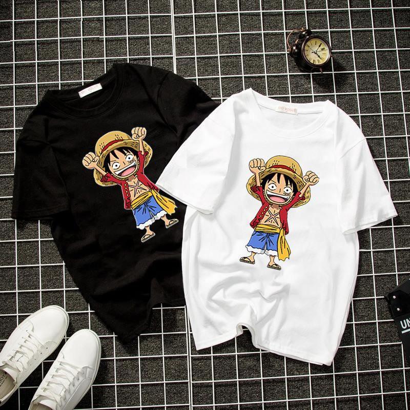 Áo thun unisex form rộng in hình hoạt hình One Piece cực đẹp