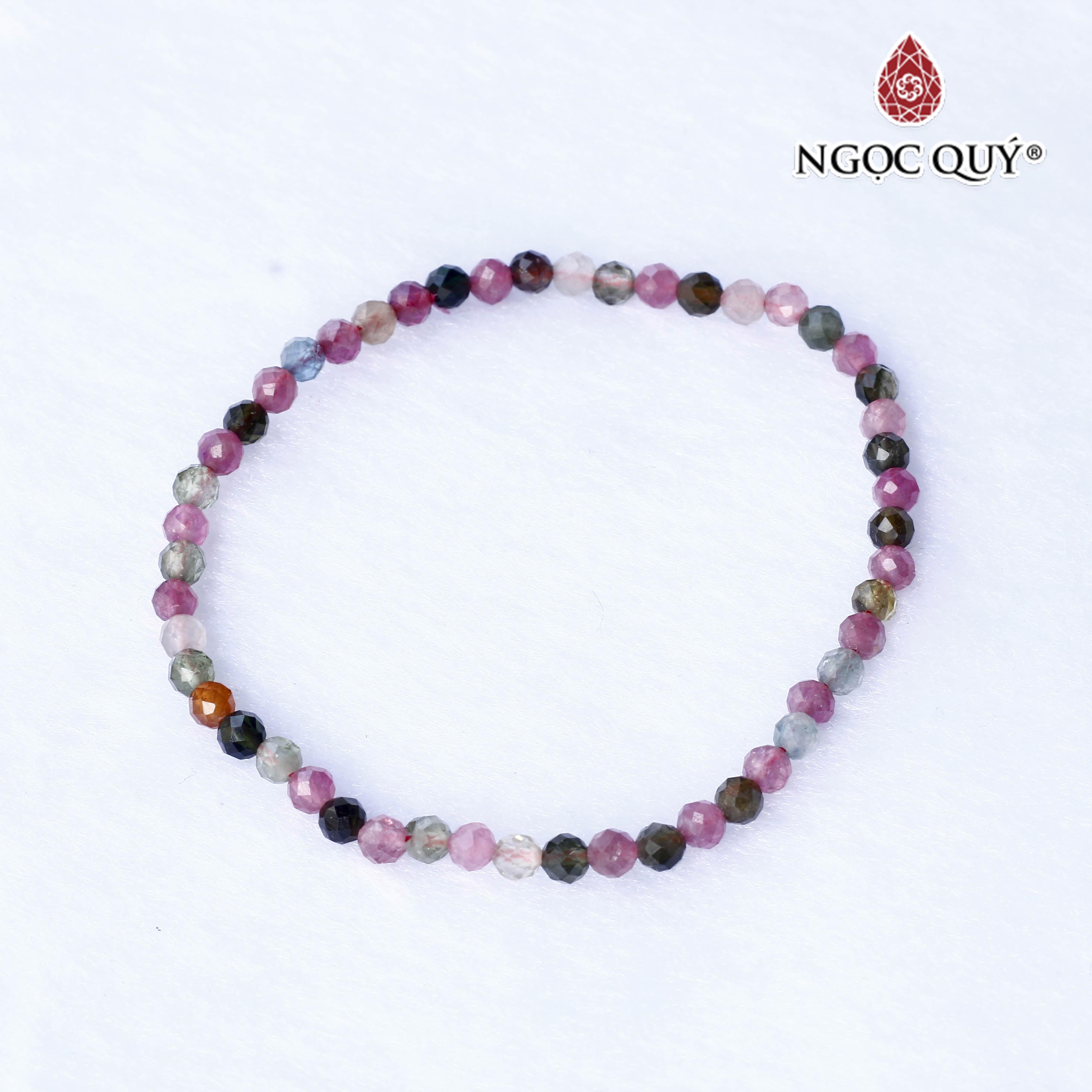 Vòng tay đá tourmaline đa sắc hạt facet 4mm hợp ngủ mệnh - Ngọc Quý Gemstones