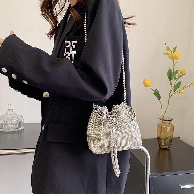 Túi đá ZuCi dây rút Túi đeo chéo nữ đeo vai kẹp nách đính đá sang chảnh dự tiệc QC vỡ hộp siêu đẹp Hotrend 2023 - X85A74
