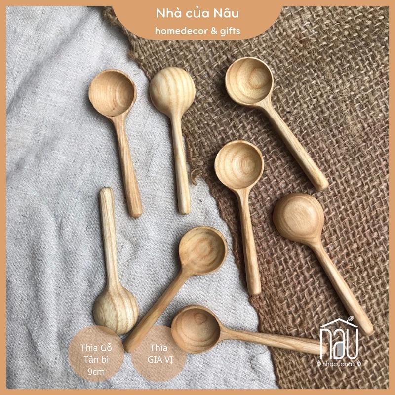 Thìa gỗ xúc gia vị size nhỏ dài 9cm từ gỗ tần bì, thìa lấy mật ong, cafe