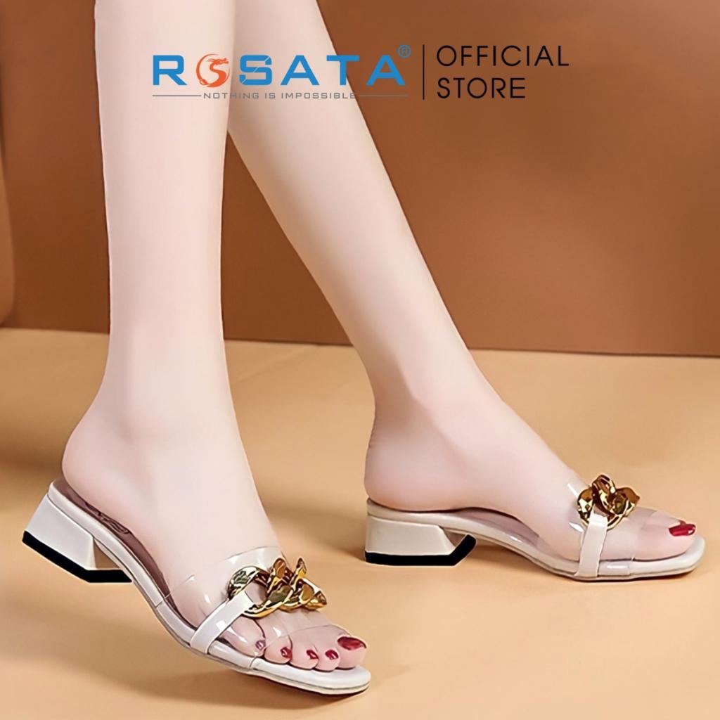 Dép sandal nữ ROSATA RO471 xỏ chân mũi tròn kiểu hàn quốc gót cao 2cm xuất xứ Việt Nam - ĐEN