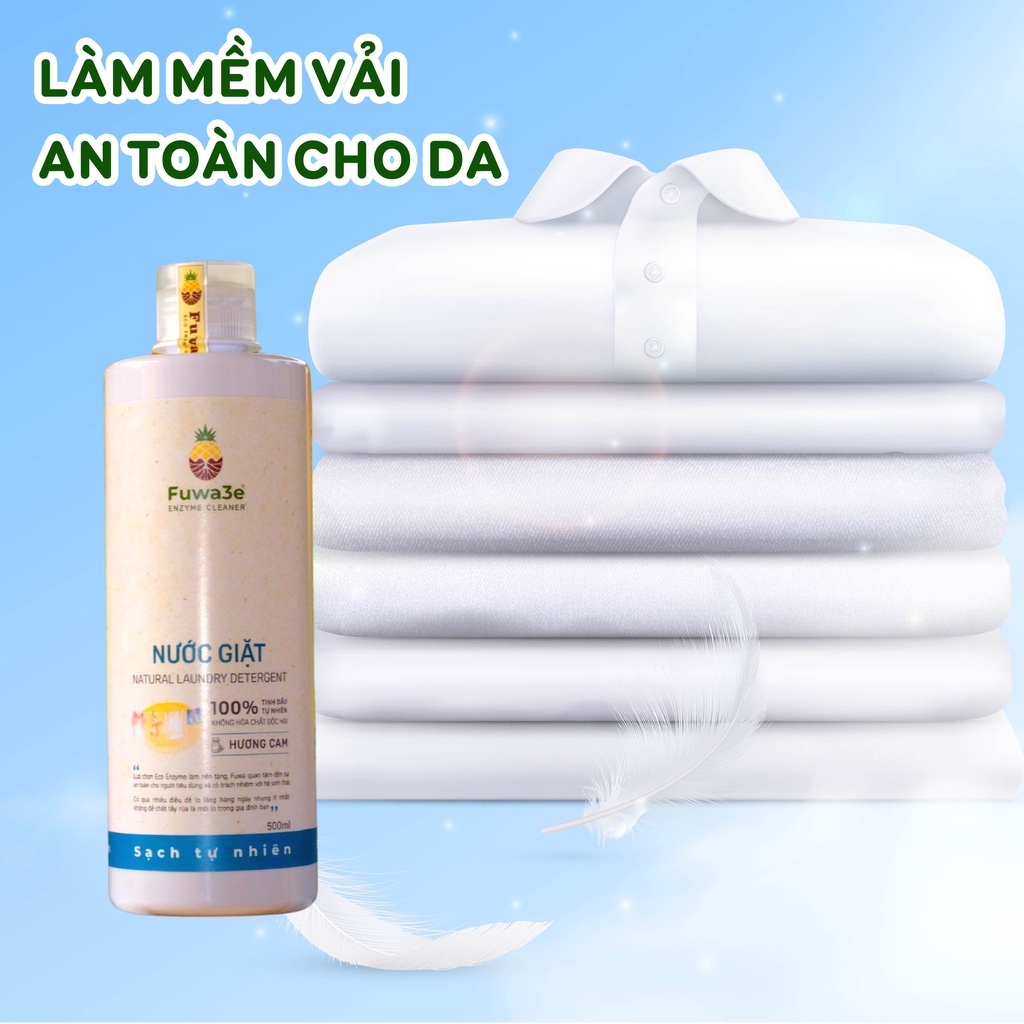 Nước giặt hữu cơ Fuwa3e organic sinh học 500ml giặt quần áo đồ lót, an toàn cho em bé