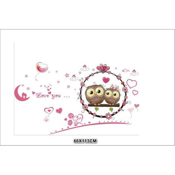 Decal trang trí tường - Cặp Đôi Cú Mèo ngọt ngào