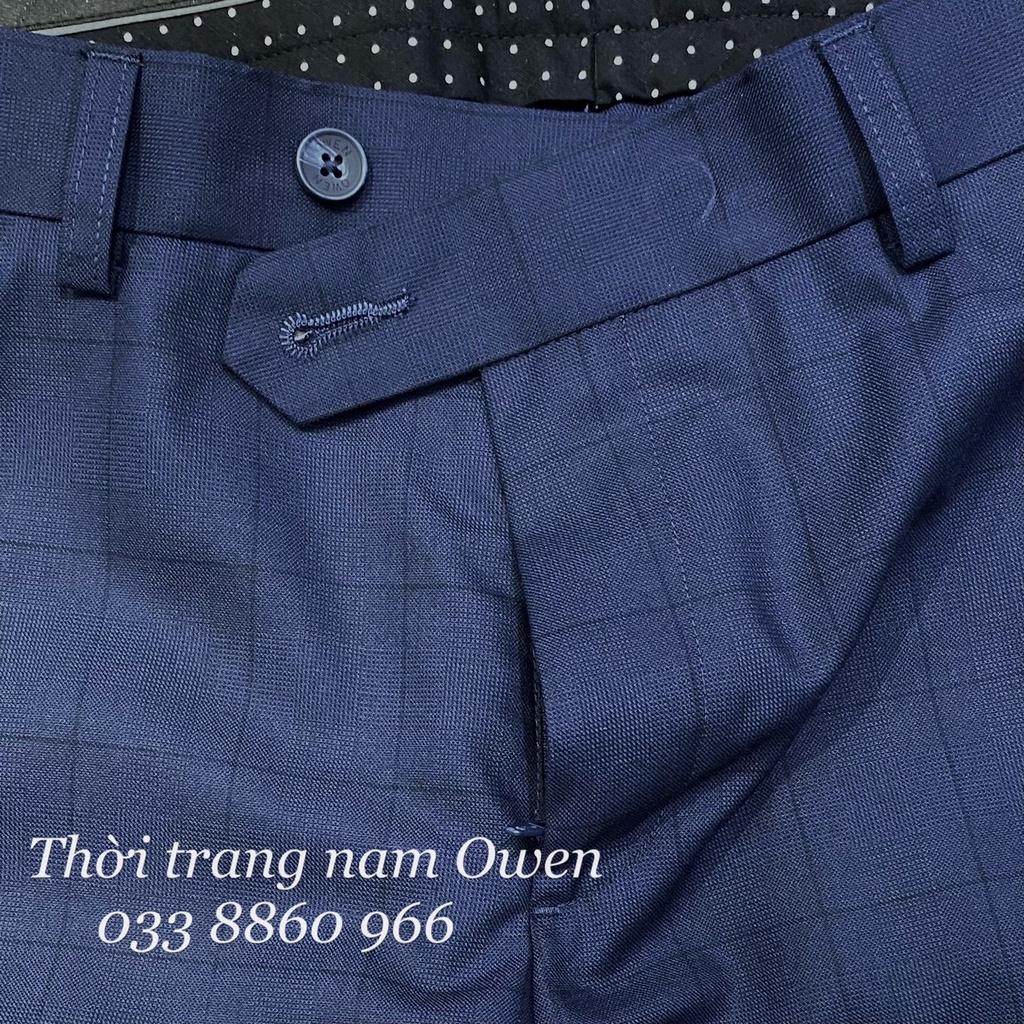 OWEN - Quần âu nam Owen dáng slimfit màu xanh navy kẻ ô to 23436