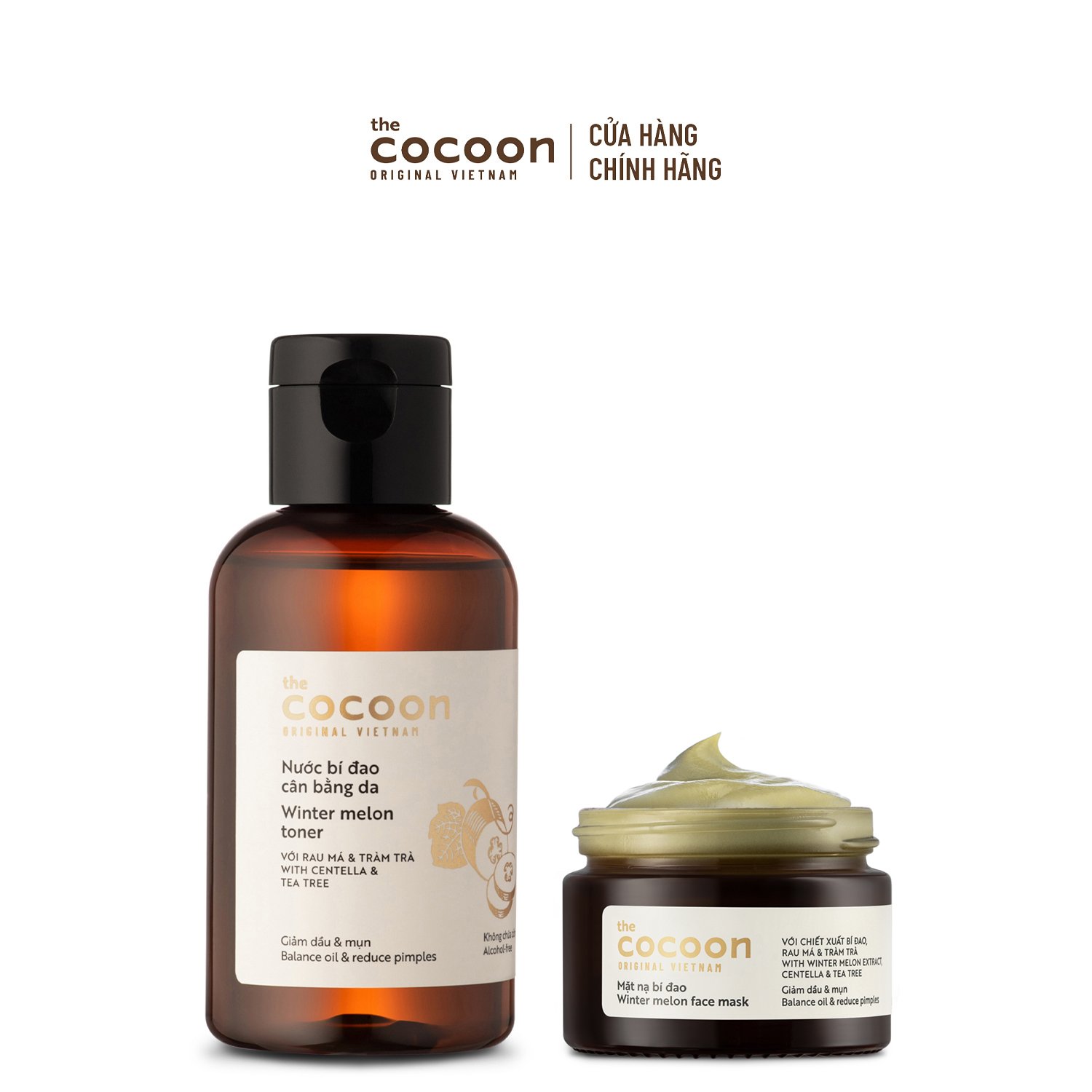 Combo Nước bí đao cân bằng da 140ml + Mặt nạ bí đao 30ml Cocoon