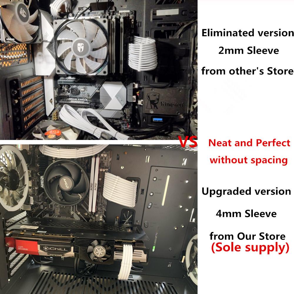 Bộ dụng cụ cáp mở rộng công suất cơ bản 180 độ 4mm PET 1PCS ATX 24PIN 1PCS EPS CPU 8PIN 2PCS PCI-E GPU 8PIN 6 2Pin Connector 6Pin