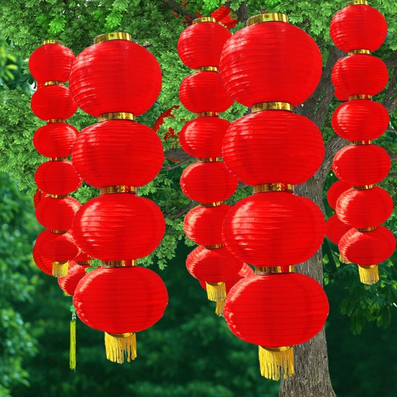 Lồng đèn giấy hình tròn treo trang trí năm mới phong cách Trung Hoa
