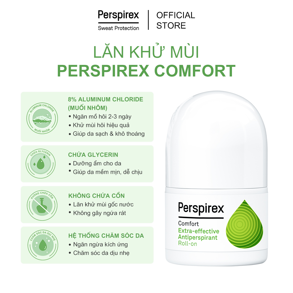 Hình ảnh Lăn Khử Mùi Perspirex Comport 5ml: Dành cho da nhạy cảm, ngăn đổ mồ hôi từ 2-3 ngày