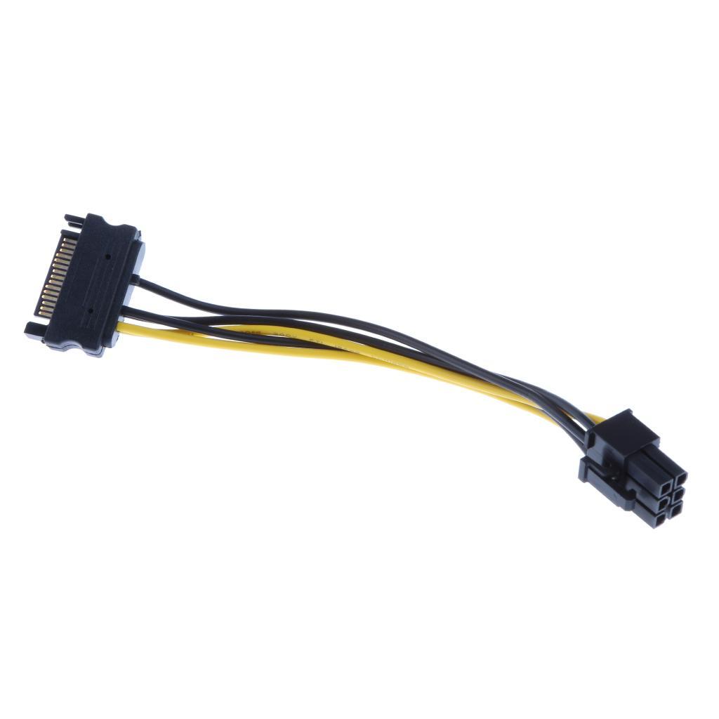 2x 15pin SATA Power to 6pin PCIe PCI Express Adapter Cable for Video Card