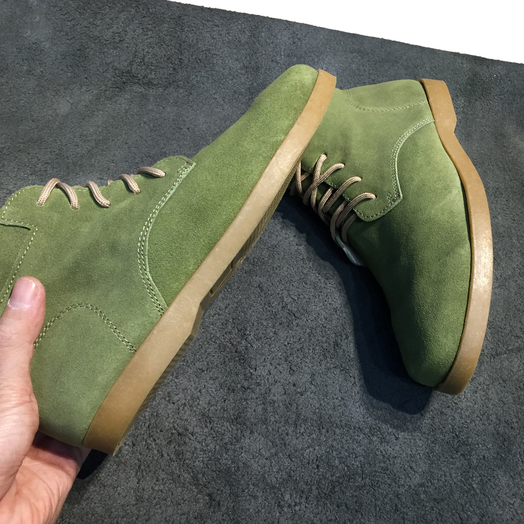 Giày nam cao cổ buộc dây da bò lộn cao cấp màu xanh  Olive 1929 Sr7 - Giày boots nam cao cổ buộc dây