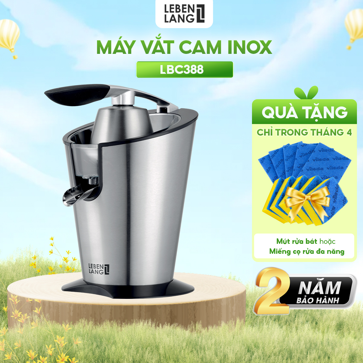 Hình ảnh Máy vắt cam LEBENLANG LBC388 bằng inox cao cấp, dung tích 400ml, công suất 600W - hàng chính hãng