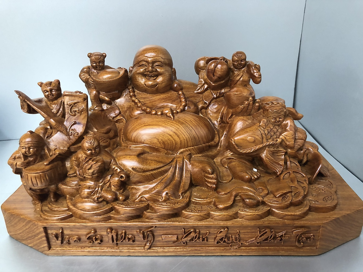 Tượng Di Lặc ngũ phúc gỗ hương KH63812