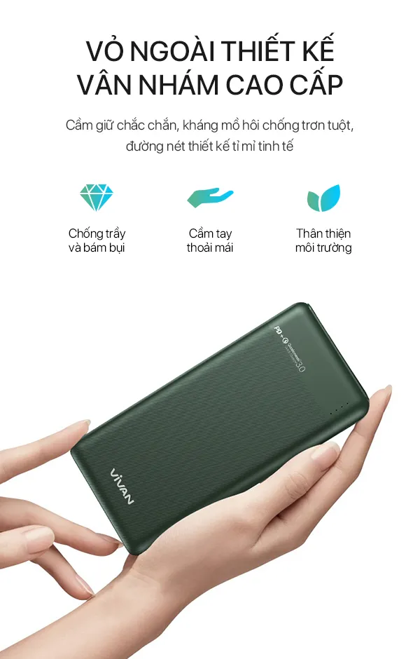 Pin Sạc Dự Phòng 10000mAh VIVAN VPB-M10 - Sạc Nhanh PD/QC 3.0 - Hàng Chính Hãng