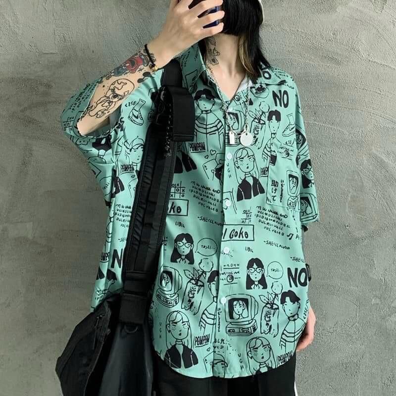Áo sơ mi lụa nam nữ form rộng tay lở in họa tiết cực chất, đủ màu, đủ size, chất lụa mềm mịn,thoáng mát, thoải mái