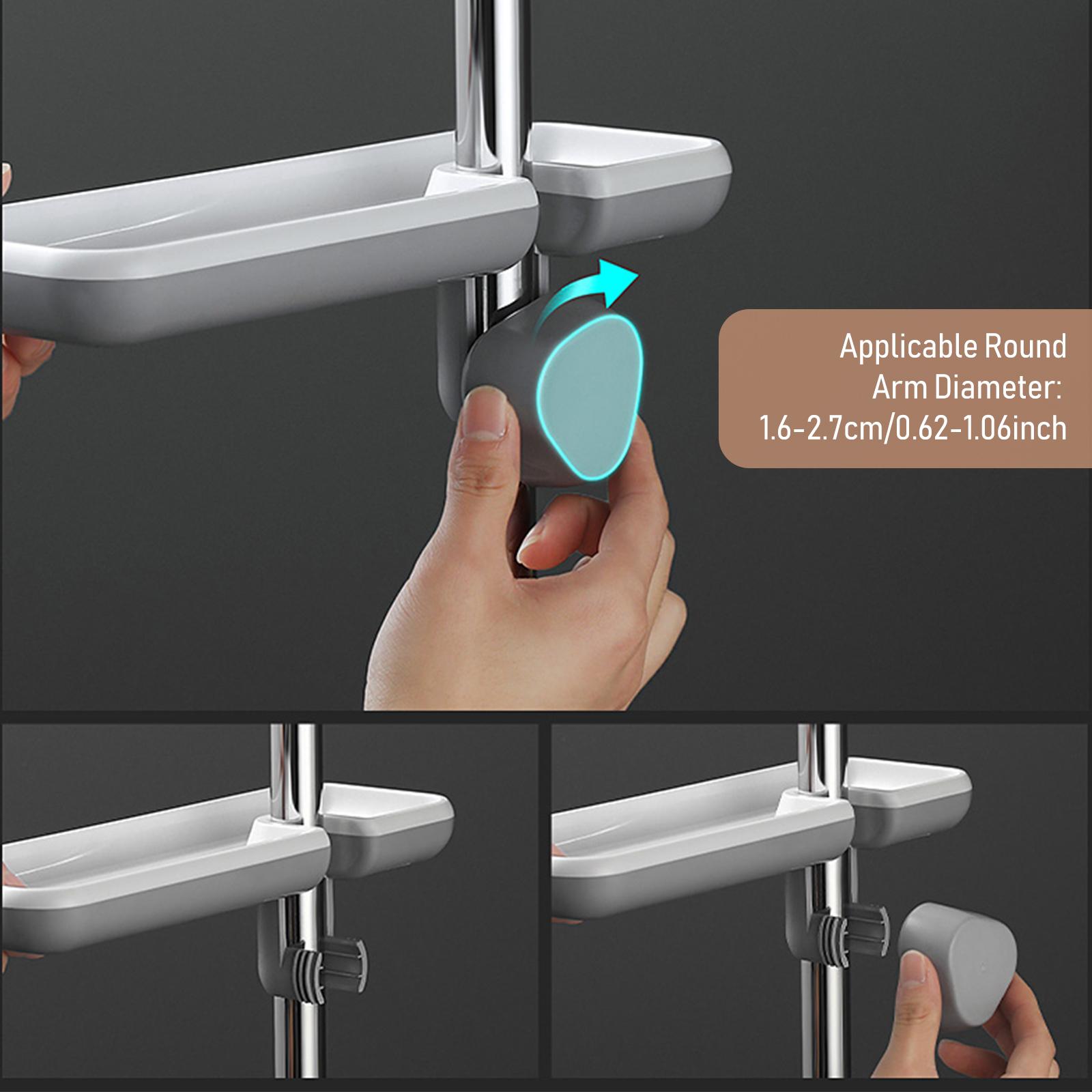 Kệ gắn vòi hoa sen có thanh trượt cho phòng tắm với khay để xà phòng có thể xoay được