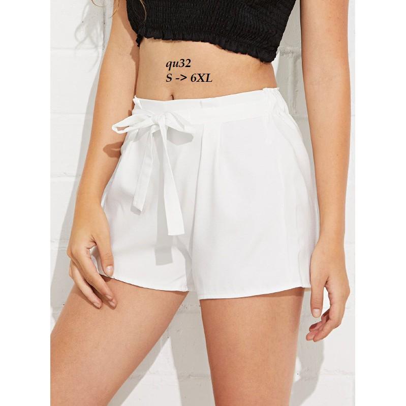 BOT122 QUẦN SHORT NỮ TRƠN MÀU THẮT NƠ