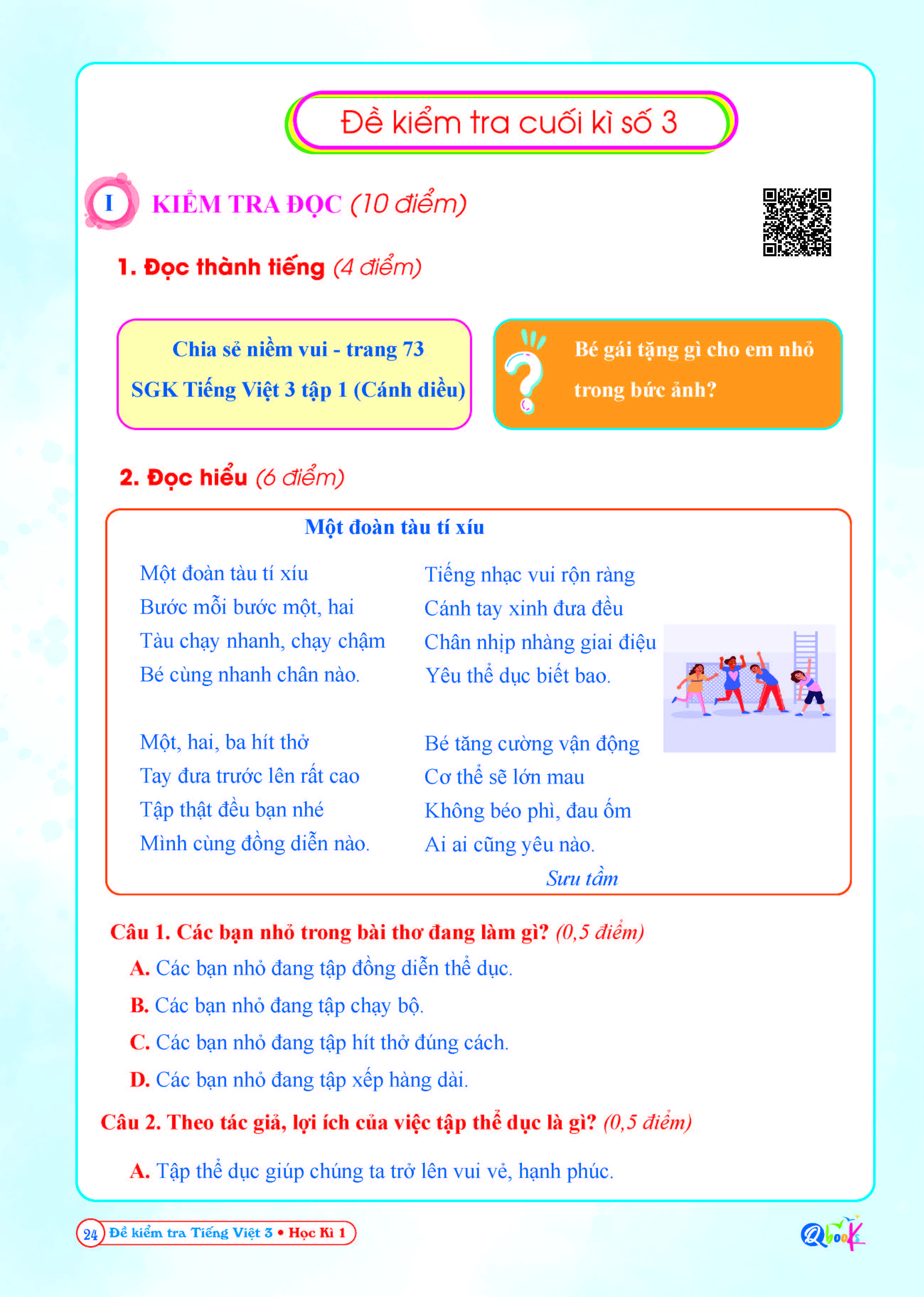 Đề Kiểm Tra Tiếng Việt Lớp 3 - Cánh Diều - Học kì 1