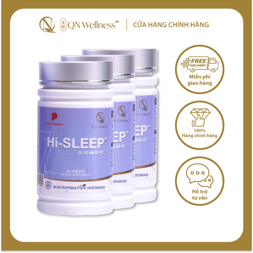 Combo Siêu Ưu Đãi Viên Uống Hi-Sleep QN Wellness Giúp Trẻ Hóa Làn Da, Giải Tỏa Căng Thẳng, Cải Thiện Giấc Ngủ, Nâng Cao Sức Khỏe Thể Chất & Tinh Thần - Hộp 60 Viên x 3