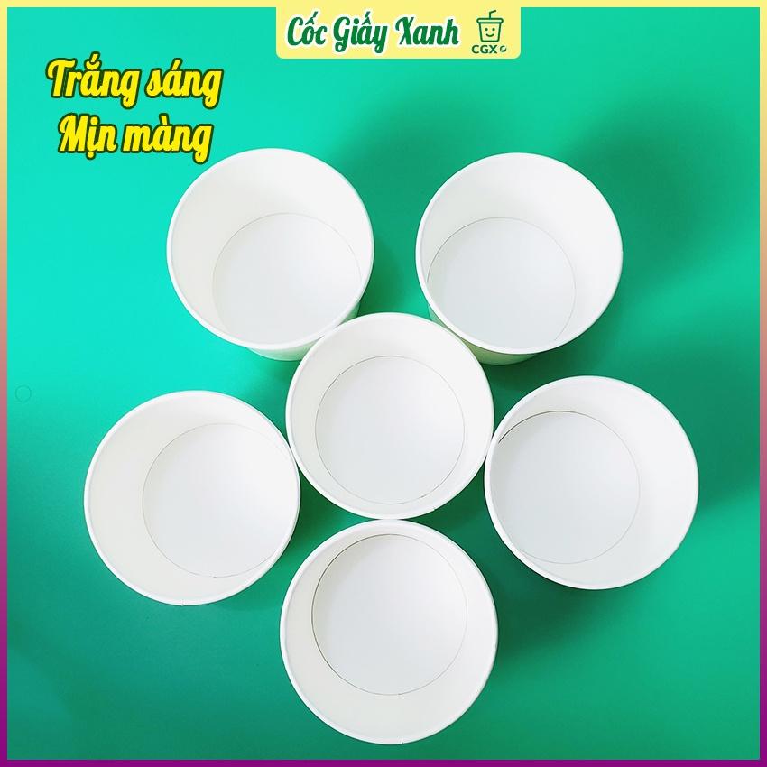 50 Tô Bát Giấy 500ml Có Nắp Dùng 1 Lần Đựng Cháo Dinh Dưỡng, Xôi, Mì Phở