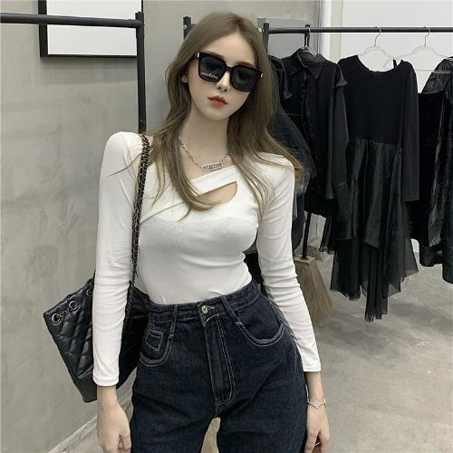MS6829 Áo thun nữ dài tay vạt chéo cá tính