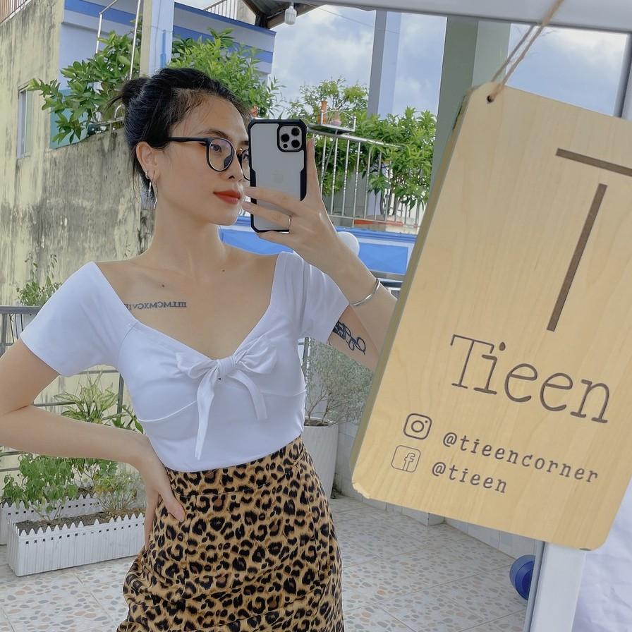 Áo croptop bẹt vai nơ buộc nhiều kiểu cá tính
