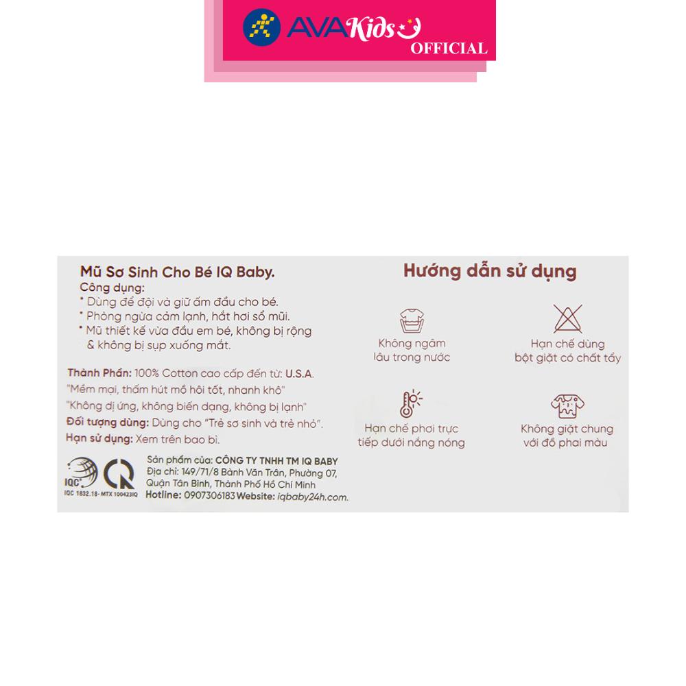 Nón sơ sinh in hình cây thông IQ Baby màu trắng (0 - 6 tháng) - Hàng Chính Hãng