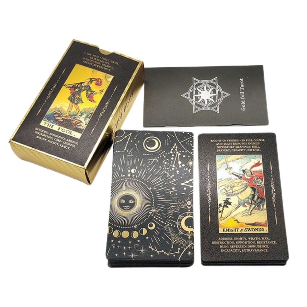 Bộ Bài Gold Foil Tarot - The Fool Thẻ Nhựa, Hộp Nhựa