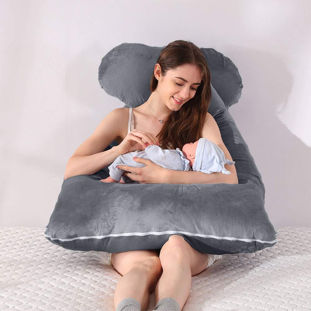 Gối Ôm Bà Bầu Chữ U Vải Nhung Mềm Mại