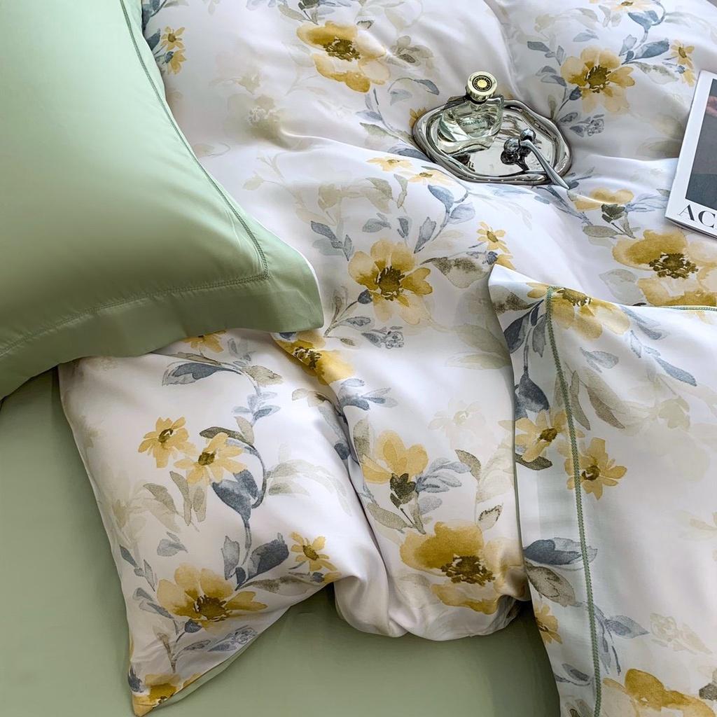 Bộ chăn ga gối lụa 100%Tencel 60s Họa tiết cao cấp, siêu mềm mát mịn - DESIGN 403
