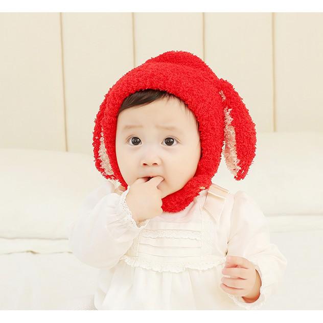 Combo 2 mũ len lông cừu cài cúc tai thỏ cho bé trai bé gái từ 3 tháng đến 6 tuổi