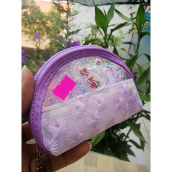 MÓC KHÓA BÓP. MÓC KHÓA VÍ DÁNG BẦU IN HÌNH, THÊU HOA CÚC GẮN STICKER