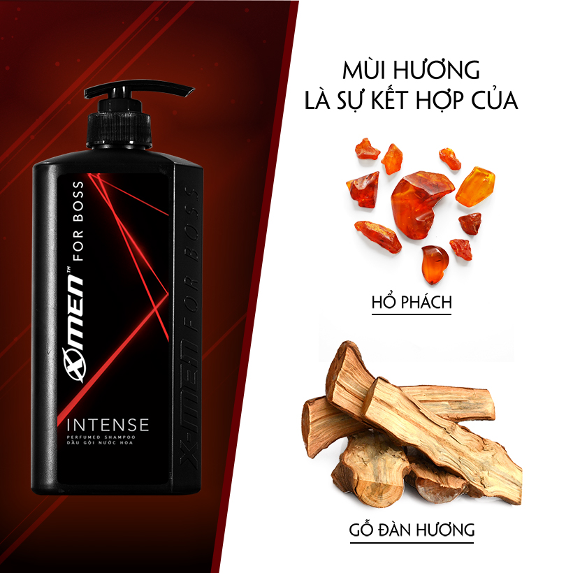 Combo Dầu gội nước hoa X-Men for Boss Intense 650g + Xịt khử mùi X-Men for Boss Intense 150ml