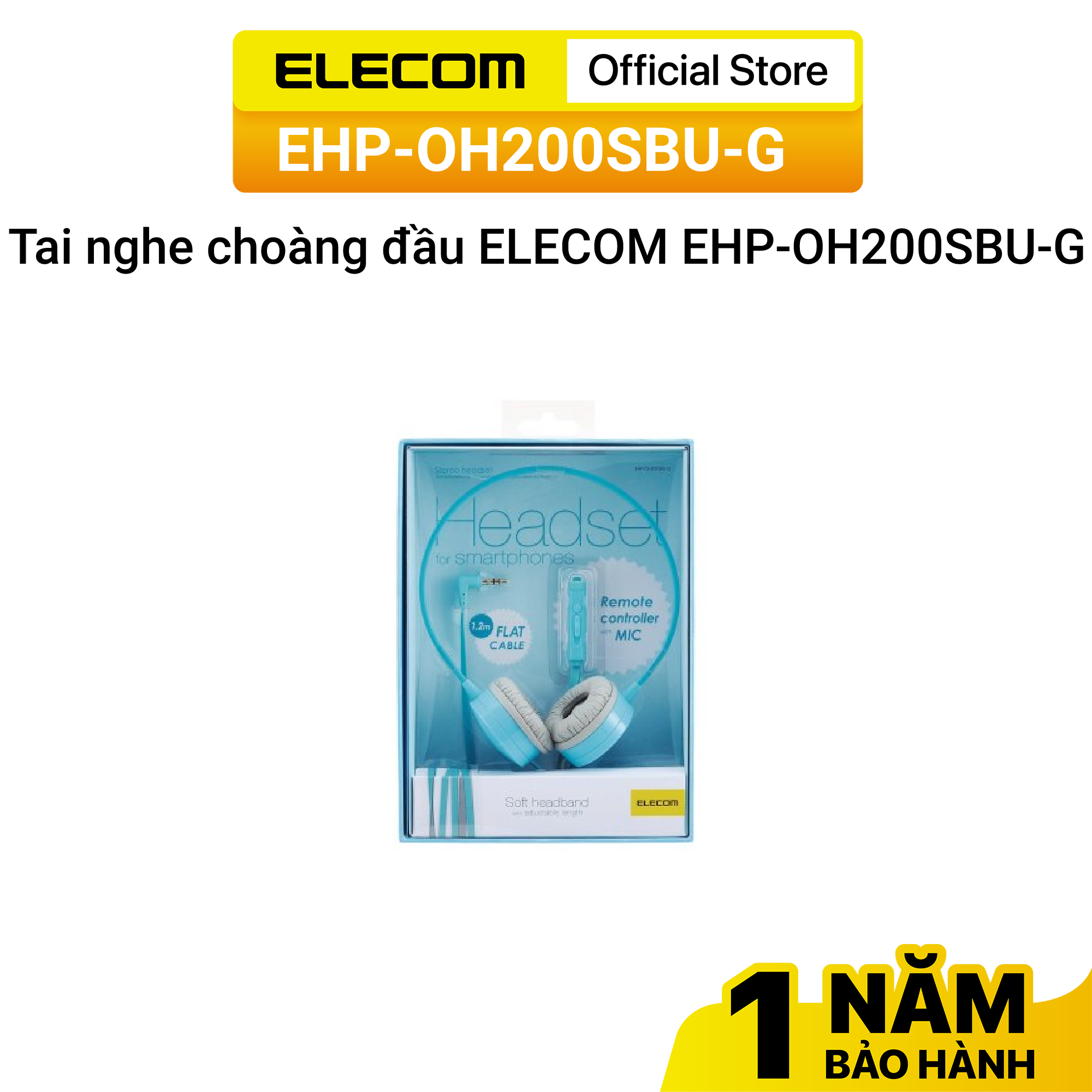 Tai nghe choàng đầu ELECOM EHP-OH200SBU-G - Hàng chính hãng