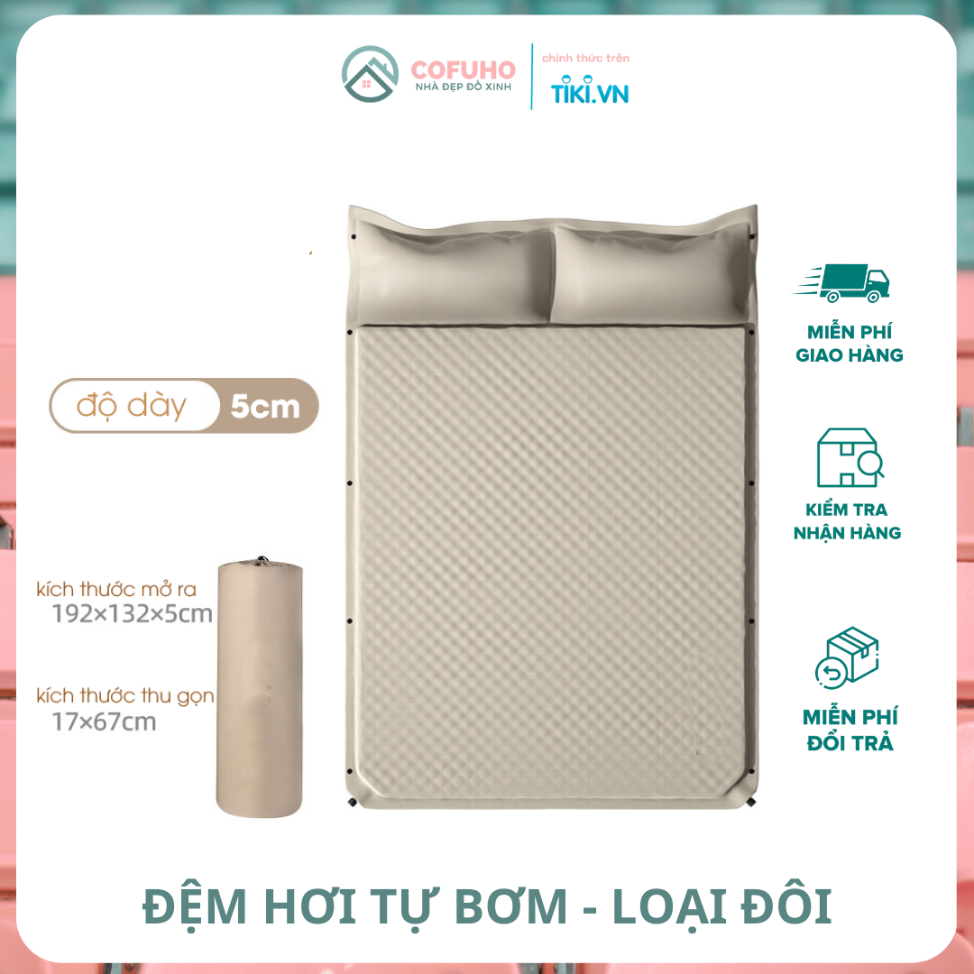 Đệm Nệm Gấp Kèm Gối Ngủ Trưa Văn Phòng Bơm Hơi Tự Động, Nệm Du Lịch Chống Ẩm Cắm Trại Không Cần Thổi, Đệm Hơi Ô Tô Dã Ngoại Ngoài Trời