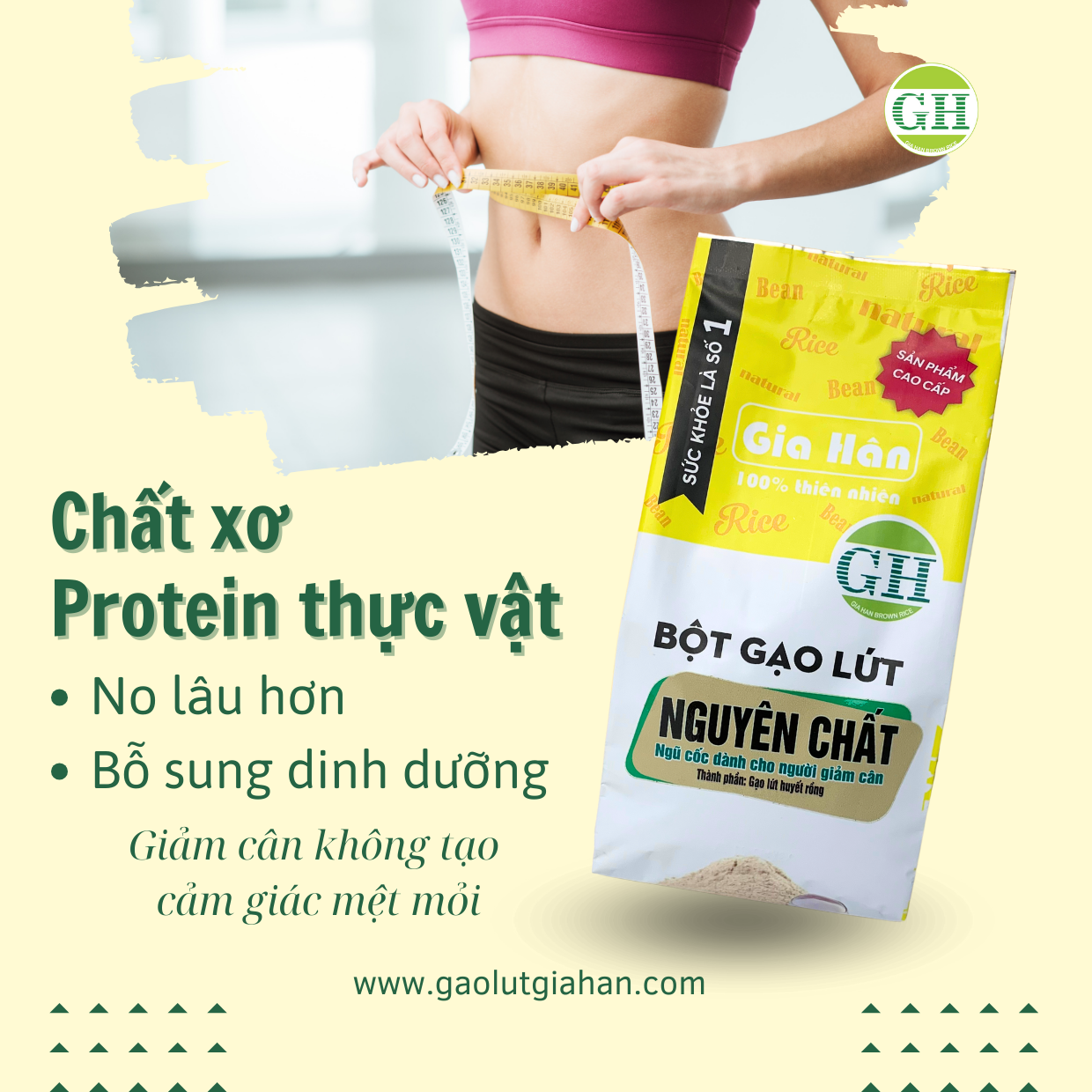 Bột gạo lứt giảm cân,Bột gạo lứt giảm mỡ bụng GIAHAN FOOD bột giảm cân tại nhà, an toàn, bot gao lut giam can