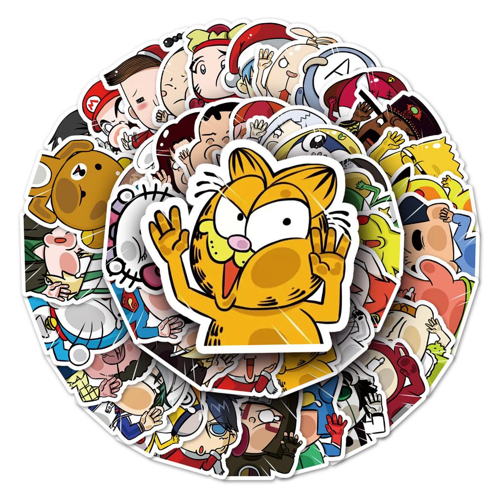 Sticker CHIBI DÍ MẶT VÀO KÍNH hoạt hình cute trang trí mũ bảo hiểm,guitar,ukulele,điện thoại,sổ tay,laptop-mẫu S121