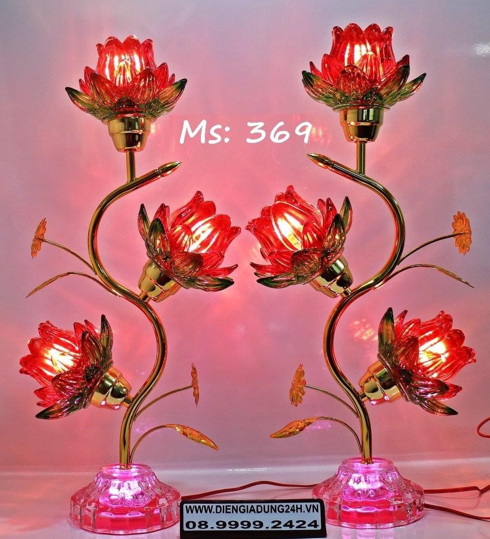 ĐÈN THỜ CÚNG PHA LÊ THUỶ TINH 369 1 CẶP