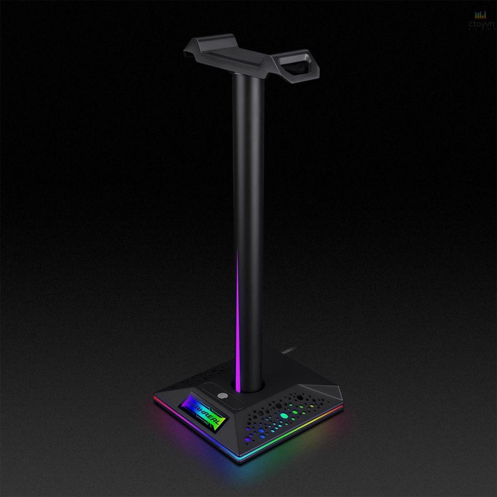 Giá đỡ tai nghe chụp tai EB01 RGB chơi game có 2 cổng USB 3.5mm